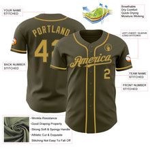 Load image into Gallery viewer, Custom Olive Old Gold Authentic Salute To Service Baseball Jersey