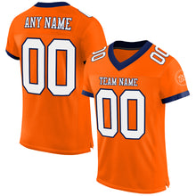 Load image into Gallery viewer, Custom Orange White-Navy Mesh Authentic Football Jersey