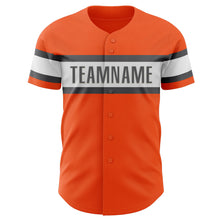 Load image into Gallery viewer, Custom Orange Steel Gray-White Authentic Baseball Jersey