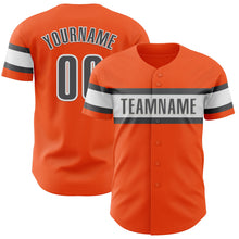 Load image into Gallery viewer, Custom Orange Steel Gray-White Authentic Baseball Jersey