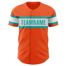 Load image into Gallery viewer, Custom Orange Aqua-White Authentic Baseball Jersey