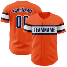 Load image into Gallery viewer, Custom Orange Navy-White Authentic Baseball Jersey