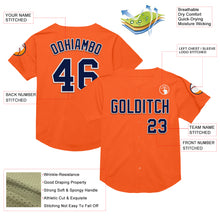 Load image into Gallery viewer, Custom Orange Navy-White Mesh Authentic Throwback Baseball Jersey