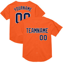 Load image into Gallery viewer, Custom Orange Navy-White Mesh Authentic Throwback Baseball Jersey
