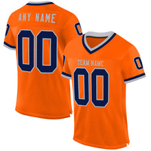 Load image into Gallery viewer, Custom Orange Navy-Gray Mesh Authentic Throwback Football Jersey