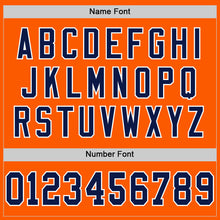 Load image into Gallery viewer, Custom Orange Navy-Gold Mesh Authentic Throwback Football Jersey