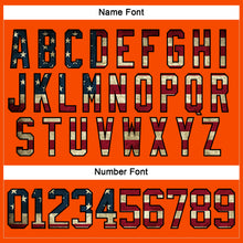 Load image into Gallery viewer, Custom Orange Vintage USA Flag Black-Cream Hockey Lace Neck Jersey