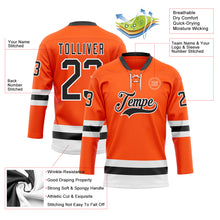 Load image into Gallery viewer, Custom Orange Black-White Hockey Lace Neck Jersey