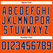 Load image into Gallery viewer, Custom Orange Navy-White Hockey Lace Neck Jersey