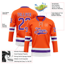 Load image into Gallery viewer, Custom Orange Purple-White Hockey Lace Neck Jersey