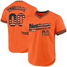 Load image into Gallery viewer, Custom Orange Vintage USA Flag-Black Authentic Throwback Baseball Jersey