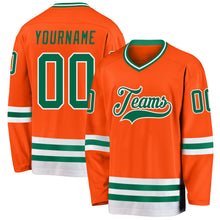 Load image into Gallery viewer, Custom Orange Kelly Green-White Hockey Jersey