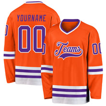 Load image into Gallery viewer, Custom Orange Purple-White Hockey Jersey