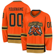 Load image into Gallery viewer, Custom Orange Black-Old Gold Hockey Jersey