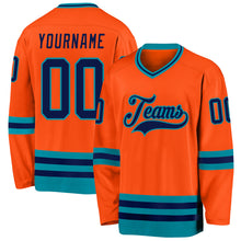 Load image into Gallery viewer, Custom Orange Navy-Teal Hockey Jersey