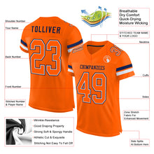 Load image into Gallery viewer, Custom Orange White-Navy Mesh Authentic Football Jersey