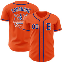 Load image into Gallery viewer, Custom Orange Royal-White Authentic Baseball Jersey