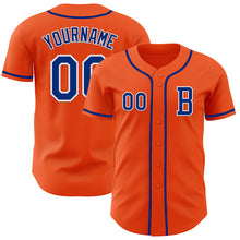 Load image into Gallery viewer, Custom Orange Royal-White Authentic Baseball Jersey