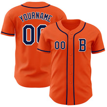 Load image into Gallery viewer, Custom Orange Navy-White Authentic Baseball Jersey