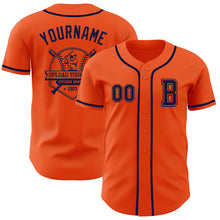 Load image into Gallery viewer, Custom Orange Navy Authentic Baseball Jersey