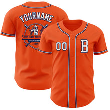 Load image into Gallery viewer, Custom Orange White-Navy Authentic Baseball Jersey