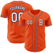 Load image into Gallery viewer, Custom Orange White-Navy Authentic Baseball Jersey