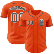 Load image into Gallery viewer, Custom Orange Steel Gray-White Authentic Baseball Jersey