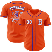 Load image into Gallery viewer, Custom Orange White-Purple Authentic Baseball Jersey