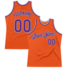 Load image into Gallery viewer, Custom Orange Purple-Gray Authentic Throwback Basketball Jersey