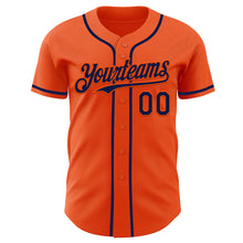 Load image into Gallery viewer, Custom Orange Navy Authentic Baseball Jersey