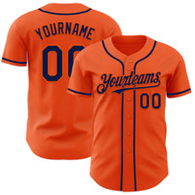 Load image into Gallery viewer, Custom Orange Navy Authentic Baseball Jersey