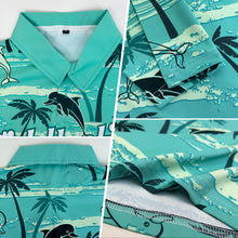 Load image into Gallery viewer, Custom Teal White 3D Pattern Design Hawaii Palm Trees Performance Golf Polo Shirt