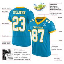 Load image into Gallery viewer, Custom Panther Blue White-Gold Mesh Authentic Football Jersey