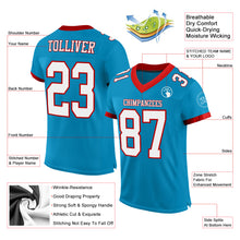 Load image into Gallery viewer, Custom Panther Blue White-Red Mesh Authentic Football Jersey