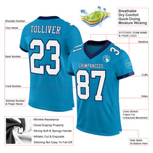 Load image into Gallery viewer, Custom Panther Blue White-Navy Mesh Authentic Football Jersey