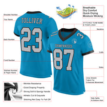 Load image into Gallery viewer, Custom Panther Blue Gray-Black Mesh Authentic Football Jersey