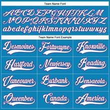 Load image into Gallery viewer, Custom Panther Blue White-Purple Hockey Lace Neck Jersey