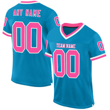 Load image into Gallery viewer, Custom Panther Blue Pink-White Mesh Authentic Throwback Football Jersey