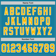 Load image into Gallery viewer, Custom Panther Blue Gold-White Mesh Authentic Throwback Football Jersey