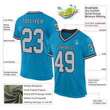 Load image into Gallery viewer, Custom Panther Blue Gray-Black Mesh Authentic Throwback Football Jersey