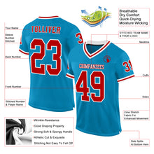 Load image into Gallery viewer, Custom Panther Blue Red-White Mesh Authentic Throwback Football Jersey