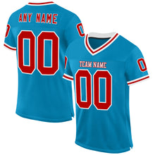 Load image into Gallery viewer, Custom Panther Blue Red-White Mesh Authentic Throwback Football Jersey