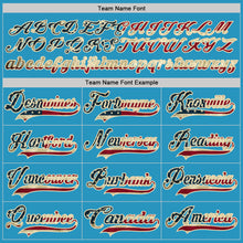 Load image into Gallery viewer, Custom Panther Blue Vintage USA Flag-Cream Hockey Lace Neck Jersey