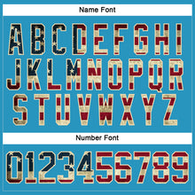 Load image into Gallery viewer, Custom Panther Blue Vintage USA Flag-Cream Hockey Lace Neck Jersey