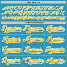 Load image into Gallery viewer, Custom Panther Blue Gold-White Hockey Lace Neck Jersey