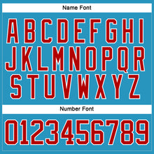 Load image into Gallery viewer, Custom Panther Blue Red-White Hockey Lace Neck Jersey