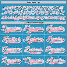 Load image into Gallery viewer, Custom Panther Blue Medium Pink-White Hockey Lace Neck Jersey