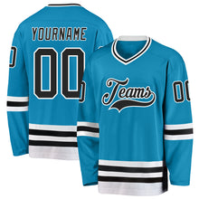 Load image into Gallery viewer, Custom Panther Blue Black-White Hockey Jersey