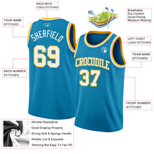 Load image into Gallery viewer, Custom Panther Blue White-Gold Authentic Basketball Jersey