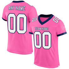 Load image into Gallery viewer, Custom Pink White-Navy Mesh Authentic Football Jersey